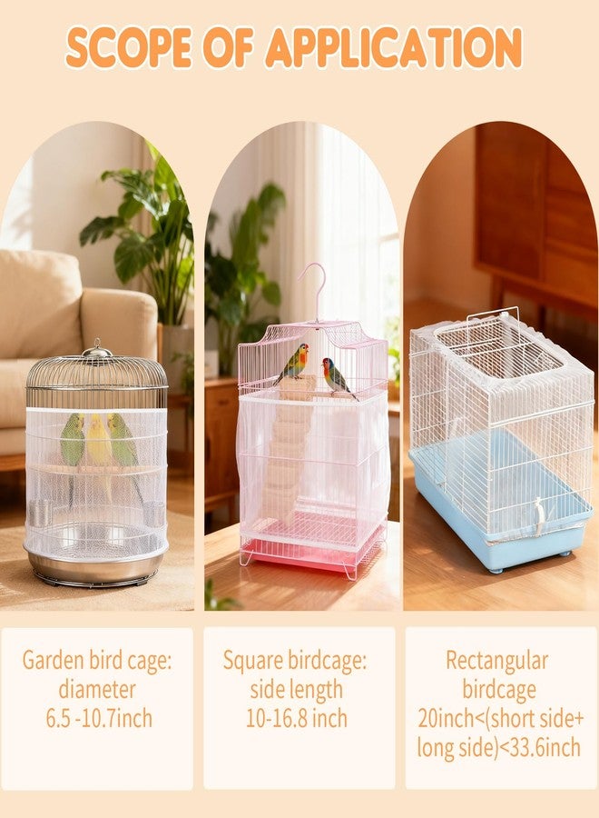 Clofiak Bird Cage Cover, Circumference 40-68 inches Bird Cage Seed Catcher, White Bird Cage Net Cover, Adjustable Bird Cage Netting for Parrot Enclosures, Round Square Cages - Image 4